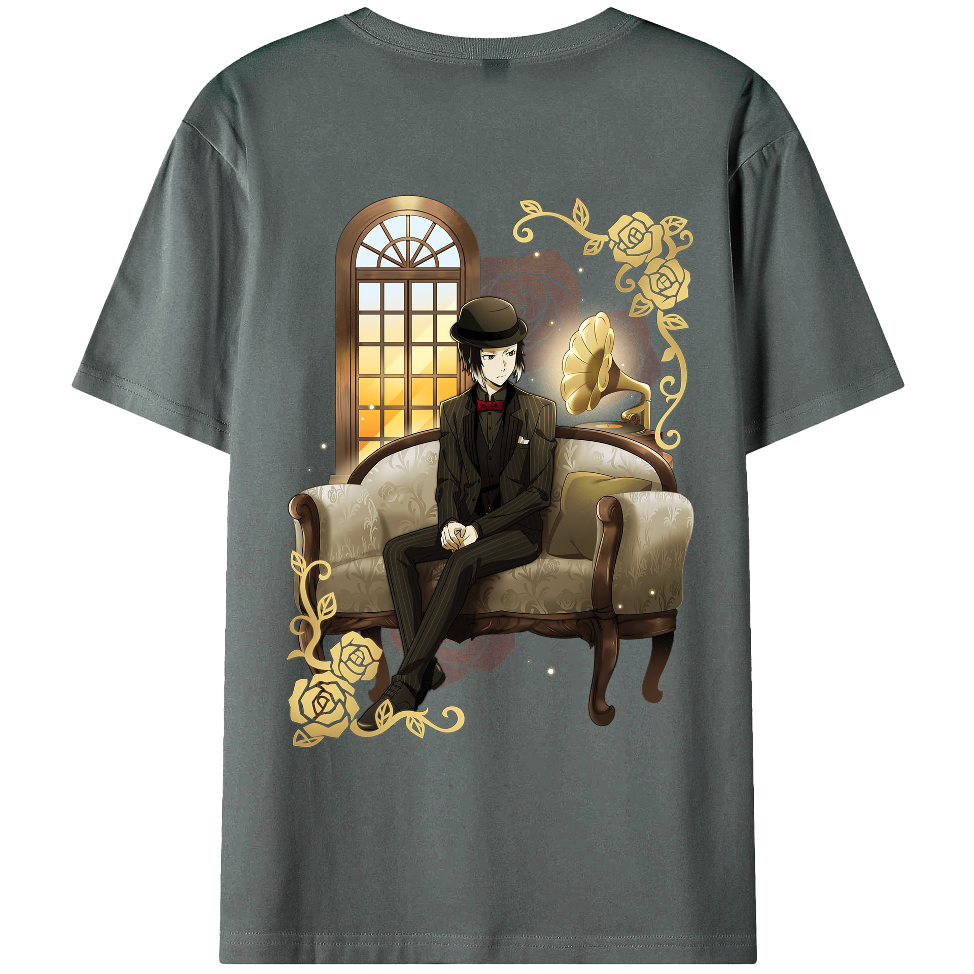 （画像用） 文豪ストレイドッグス Bungo Stray Dogs 綿100％ メンズ半袖Tシャツ（バックプリント） 通気性